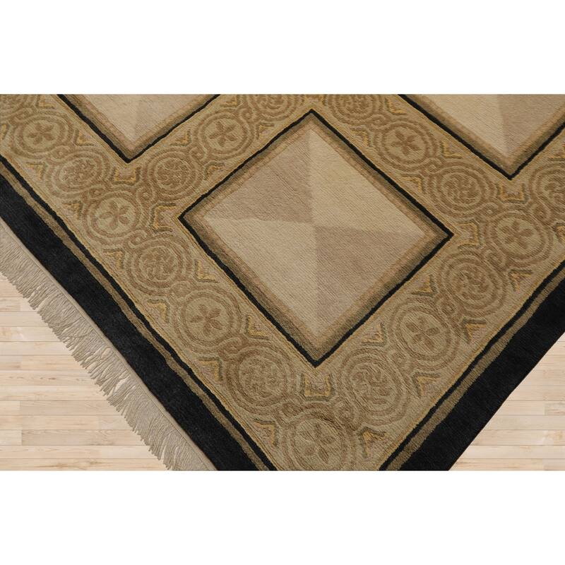 8x10 Hand Knotted Wool Ivory Tibetan Plush Pile French design Rug - 8' x 10'