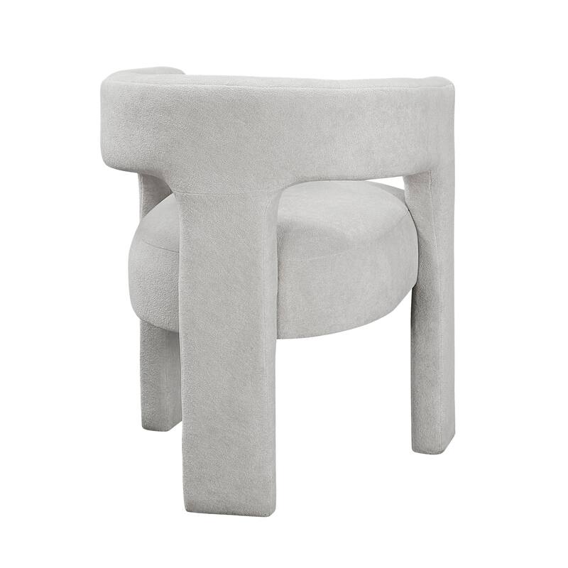 Modern Luxury Dining Furniture Elegant Side Chairs Set of 2 Light Gray Soft Boucle Fabric Plush Upholstery Comfortable