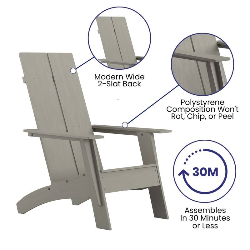 Modern Dual Slat Back Adirondack Style Patio Chair