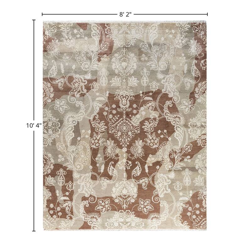Ikat One-of-a-Kind Hand-Knotted Area Rug - Brown, 8' 2" x 10' 4" - 8' 2" x 10' 4"