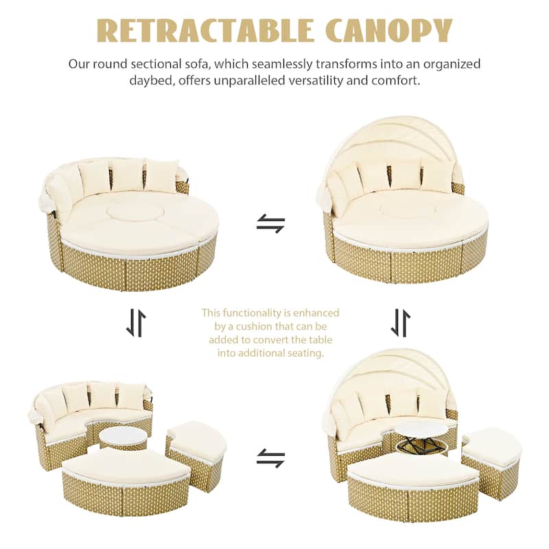 Cusp Barn Patio Furniture Luxury 2 Colors Round Outdoor Sectional Sofa Set Rattan Daybed to Any Outdoor Space