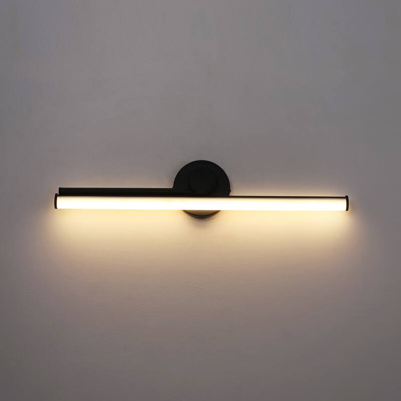 1-Light 23.8" W Modern Black Linear Metal Dimmbale Integrated LED Bathroom Vanity Mirror Light/Picture Light