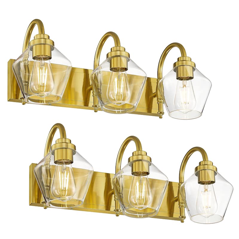 Modern 3/4-Light Bathroom Vanity Light in Black/Gold Finish