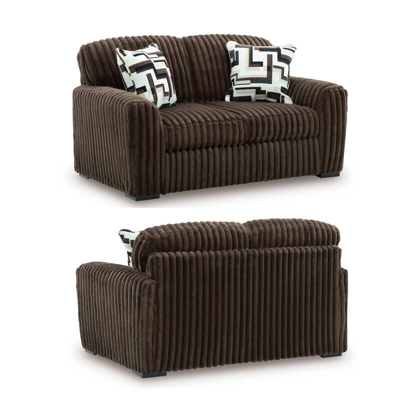 Roundhill Furniture Solenne Chair and Ottoman Set, Oversized Chair and Ottoman with Jumbo Corduroy Upholstery