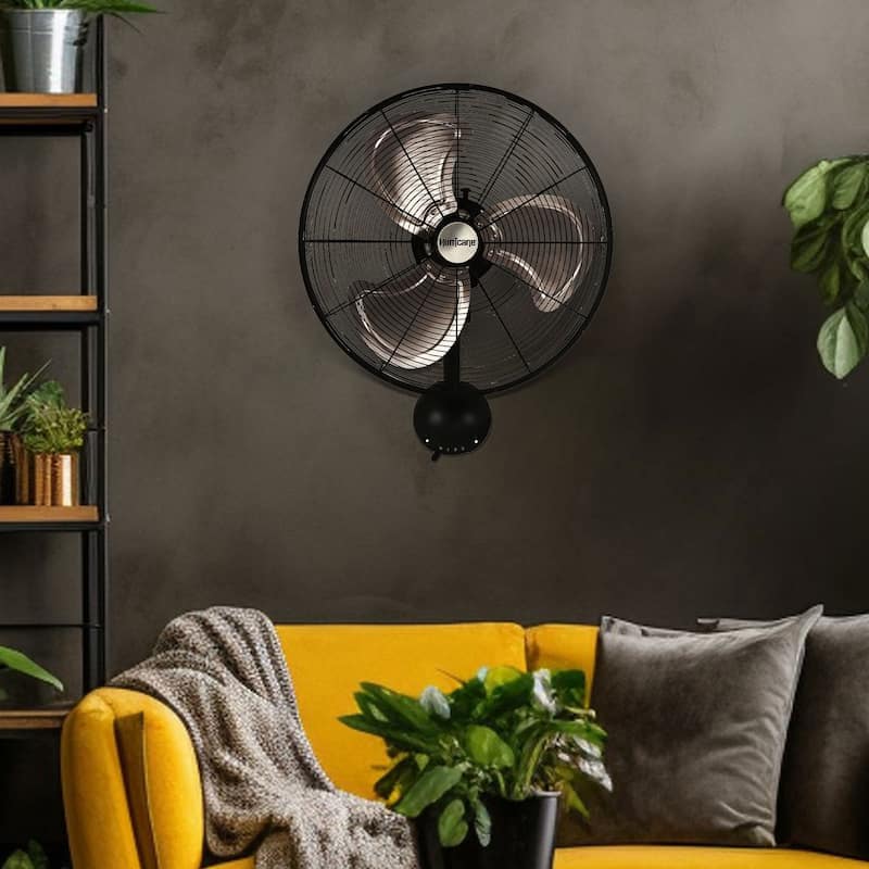 Hurricane 16 Inch Pro High Velocity Oscillating Metal Wall Fan, Black (2 Pack) - 6.4