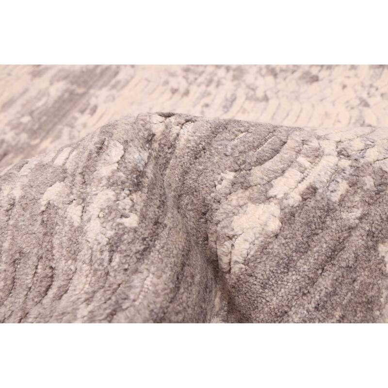 ECARPETGALLERY Hand Loomed Elysian Dark Grey Wool Rug - 6'0 x 6'0