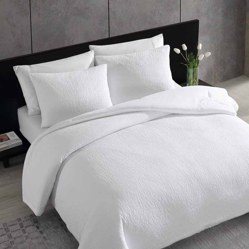 Vera Wang Puckered Texture Cotton Duvet Cover Set