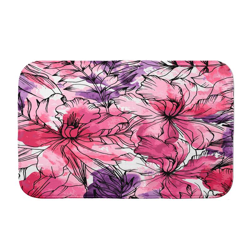 Zentangle Bath Mat - 21 x 34 - Pink