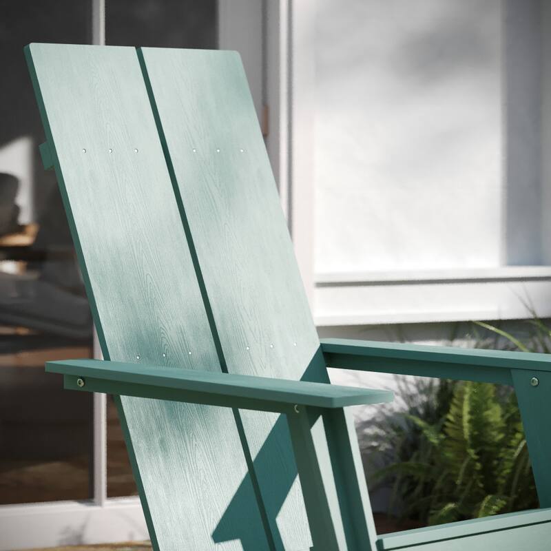 Modern Dual Slat Back Adirondack Style Chairs, Set of 4