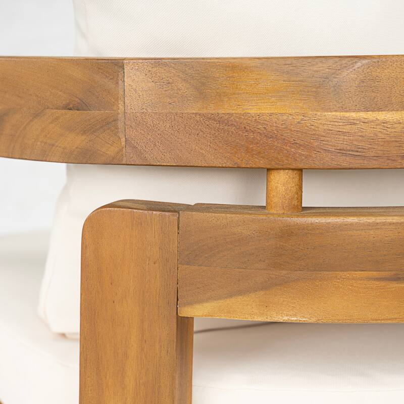 Christopher Knight Home - Solid Acacia Wood Outdoor Patio Dining 5/7-Piece Set with Cushions & Umbrella Hole