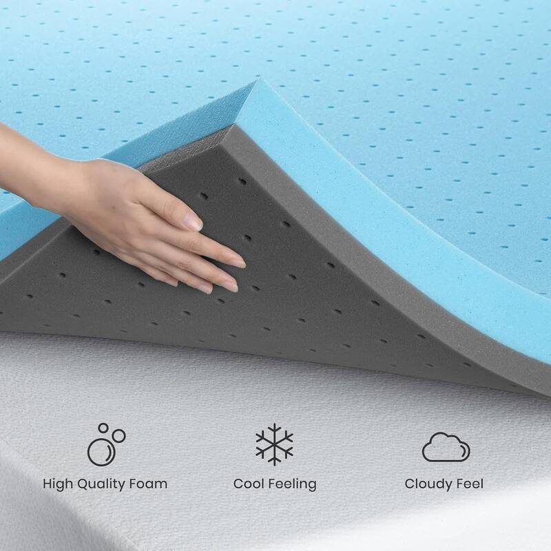 Queen Mattress Topper, 2 Inch Gel Infused Memory Foam Mattress Topper, Cooling Mattress Pad for Pressure Relief Back Pain