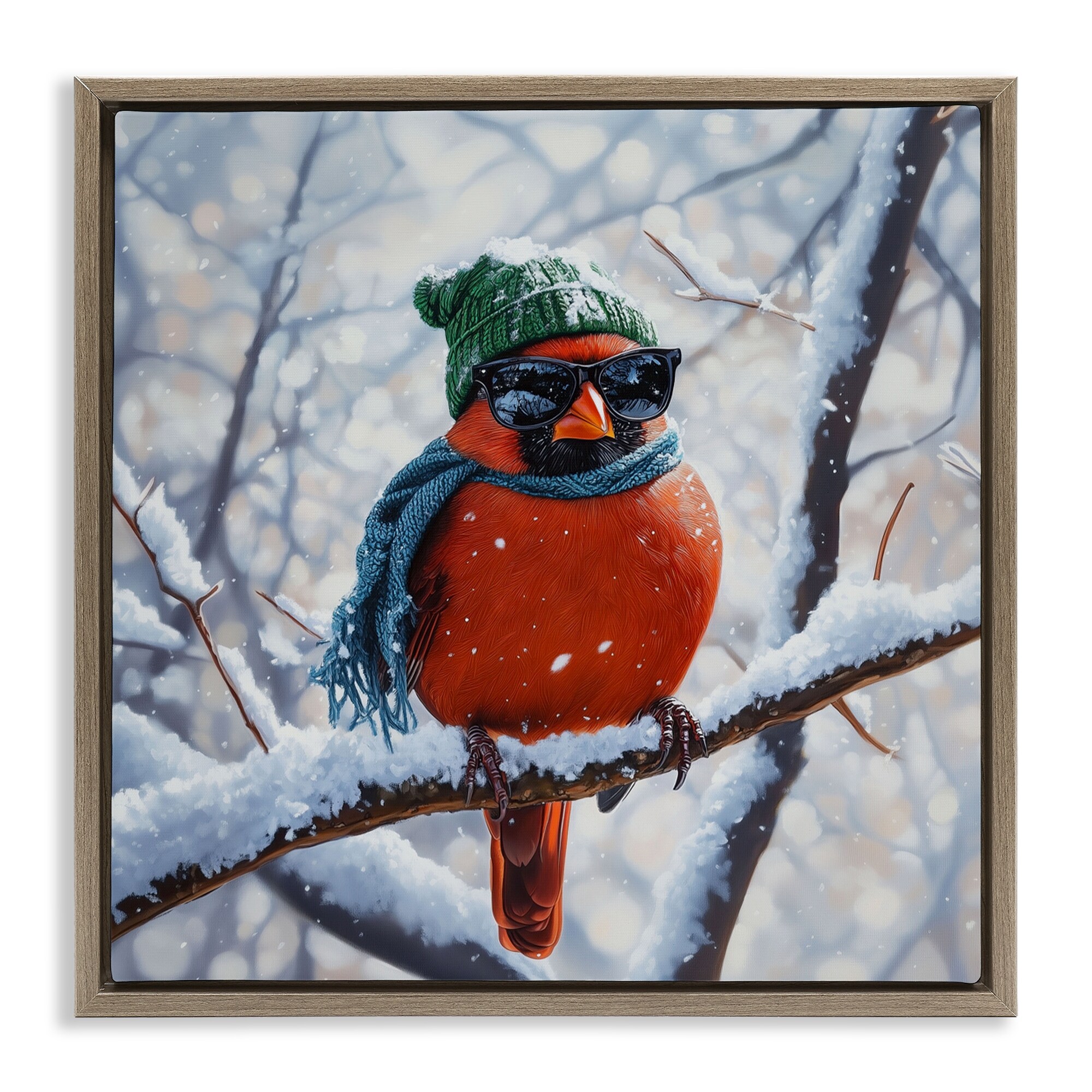 Stupell Christmas Cool Cardinal Framed Floater Canvas Wall Art Design By Jim Baldwin