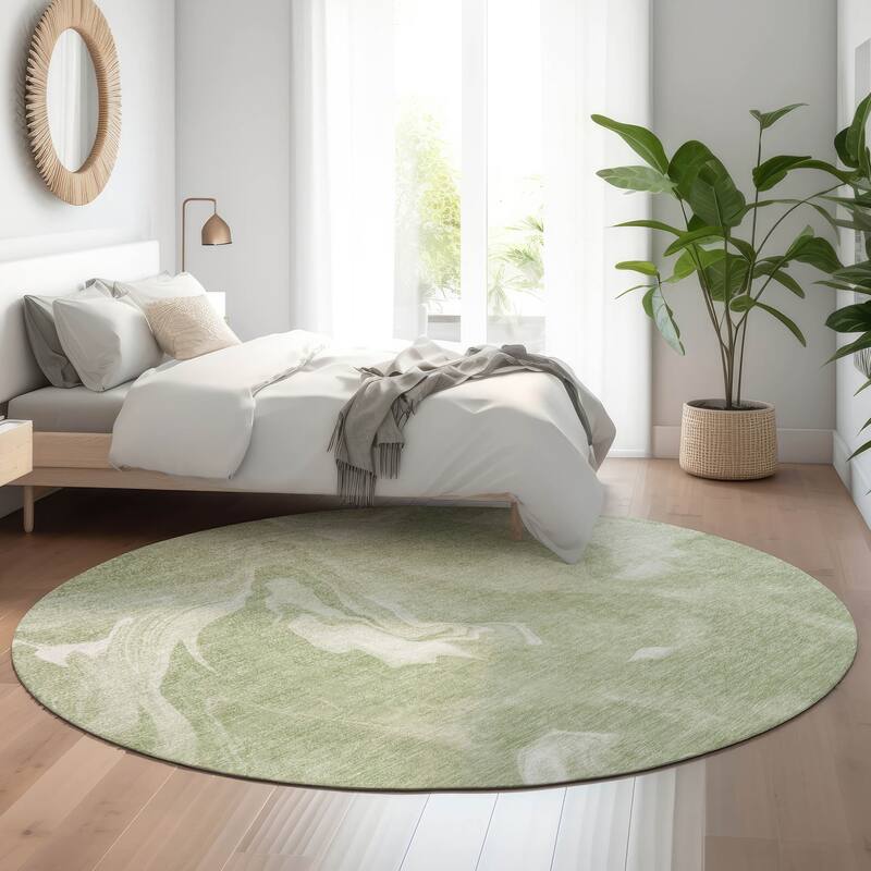 Premium Washable Super Soft Abstract Mayfield Rug - Aloe - 8' x 8' - Round