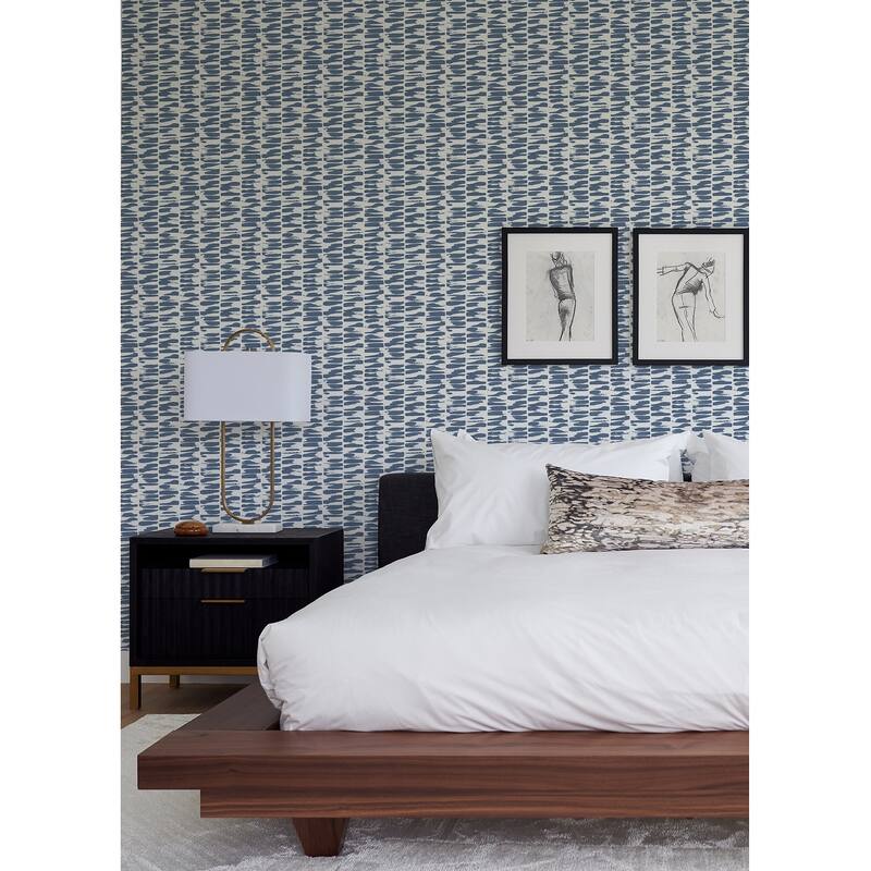 A-Street Prints Myrtle Indigo Abstract Stripe Wallpaper