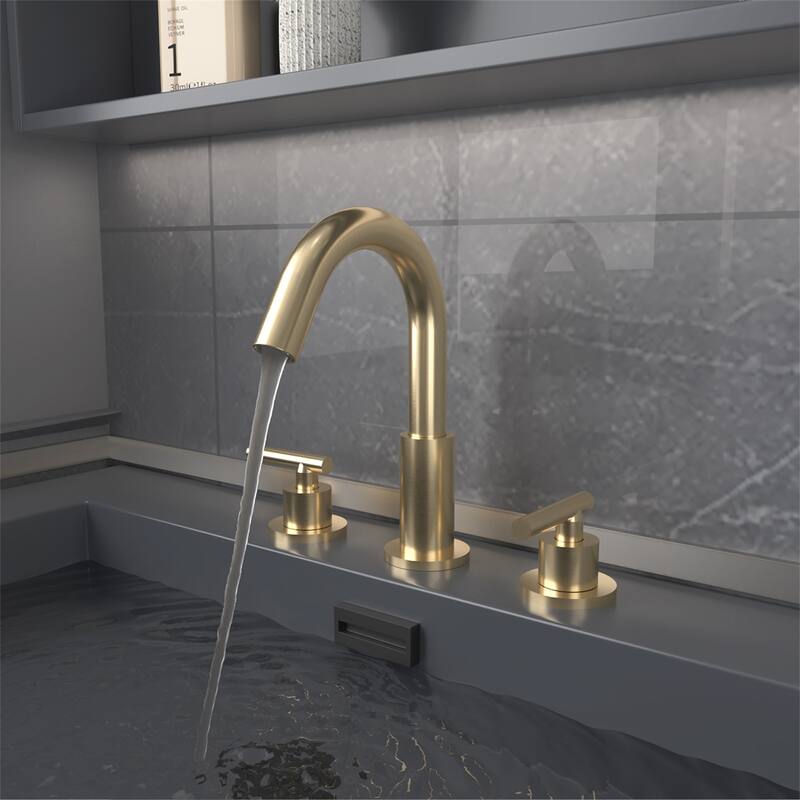 8 Inch Widespread Bathroom Faucet with Pop-up Drain 3 Hole Brass Modern Bathroom Sink Basin Vanity Faucets