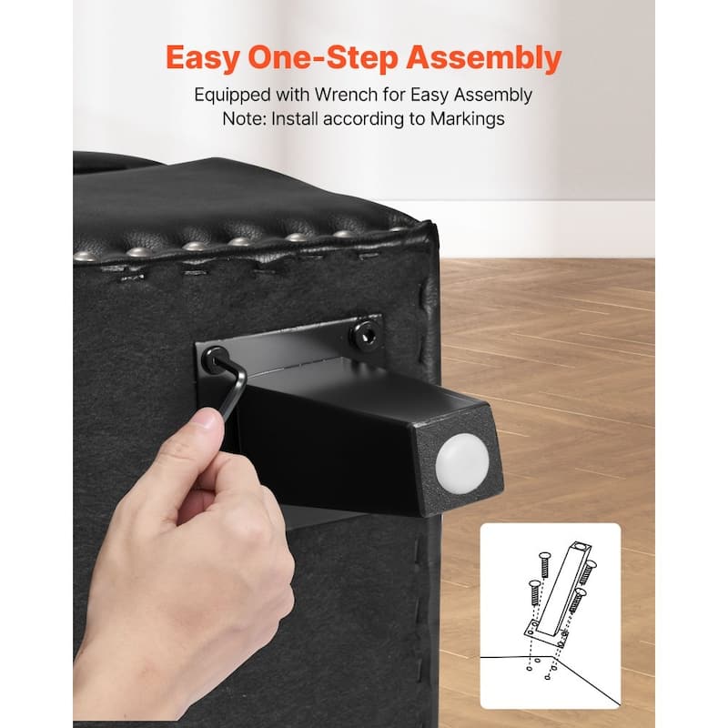 Modern PU Leather Storage Ottoman Bench with Spacious Hidden Storage and Comfortable Cushion - 51.37”L x 16.33”W x 17.33”H