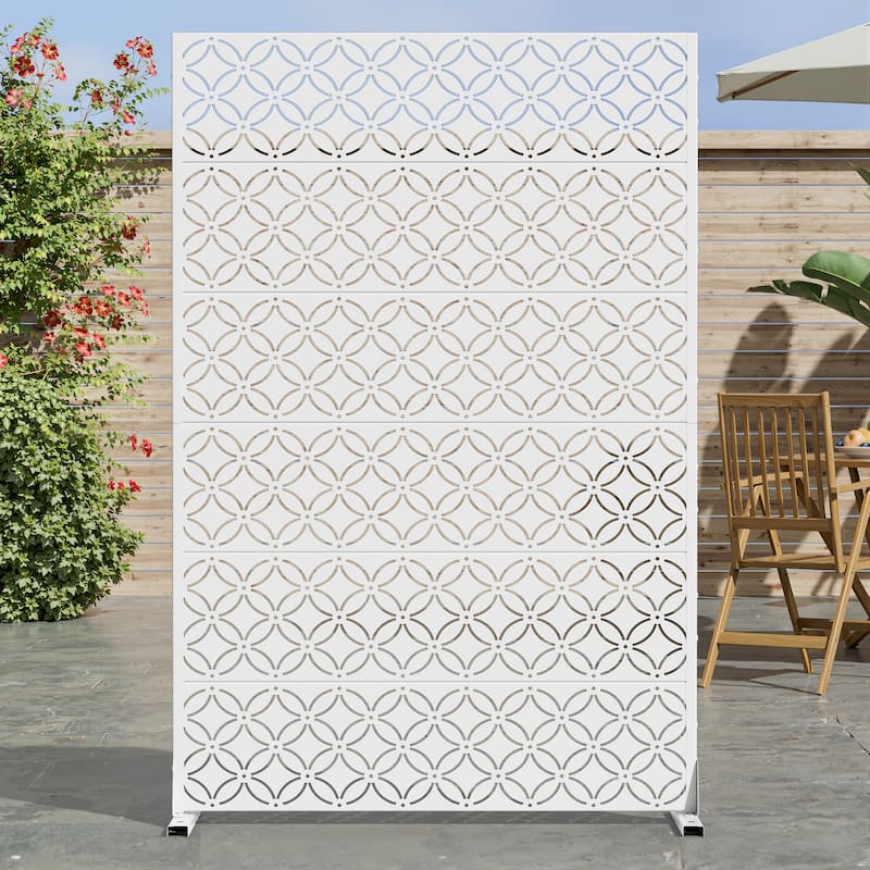 Dovelina 6ft.x 4ft. Outdoor Freestanding Metal Privacy Screen Decorative Garden Fence - 72"x47"