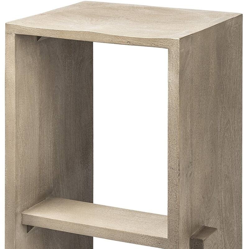 Mango Wood Backless Counter Height Bar Chair with Footrest