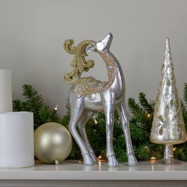 Shop 19 25 Silver And Gold Glitter Christmas Tabletop Reindeer