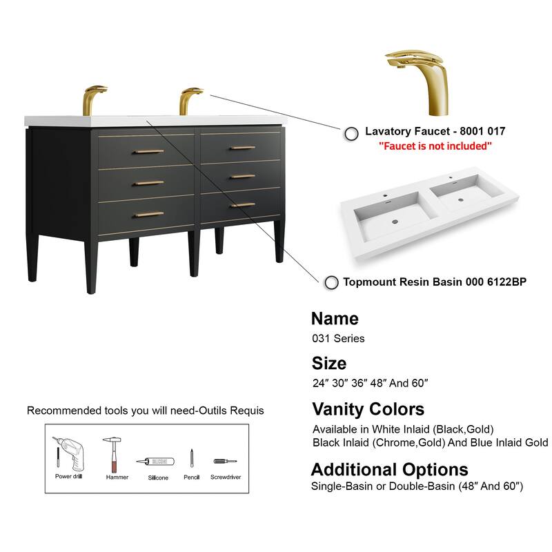 Ayer 60" Double Bathroom Vanity Set