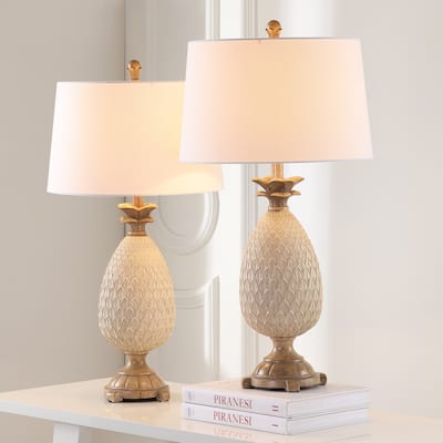 SAFAVIEH Lighting Alberdina 31-inch Cream LED Table Lamp (Set of 2) - 16"x16"x30.5" - 16Wx16Dx30H