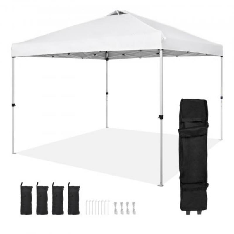 10x10 Ft. PU Canopy Tent with Steel Frame and Wheeled Bag - 120" L x 120" W