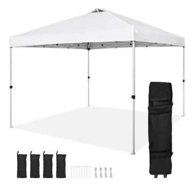 10x10 Ft. PU Canopy Tent with Steel Frame and Wheeled Bag - 120" L x 120" W