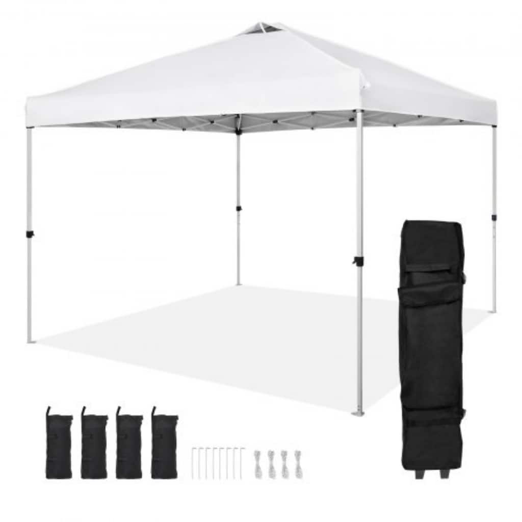 10x10 Ft. PU Canopy Tent with Steel Frame and Wheeled Bag - 120" L x 120" W