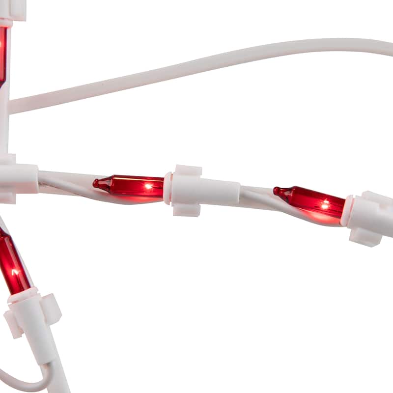 Lighted Bow Window Silhouette Christmas Decoration - 14" - Red Lights