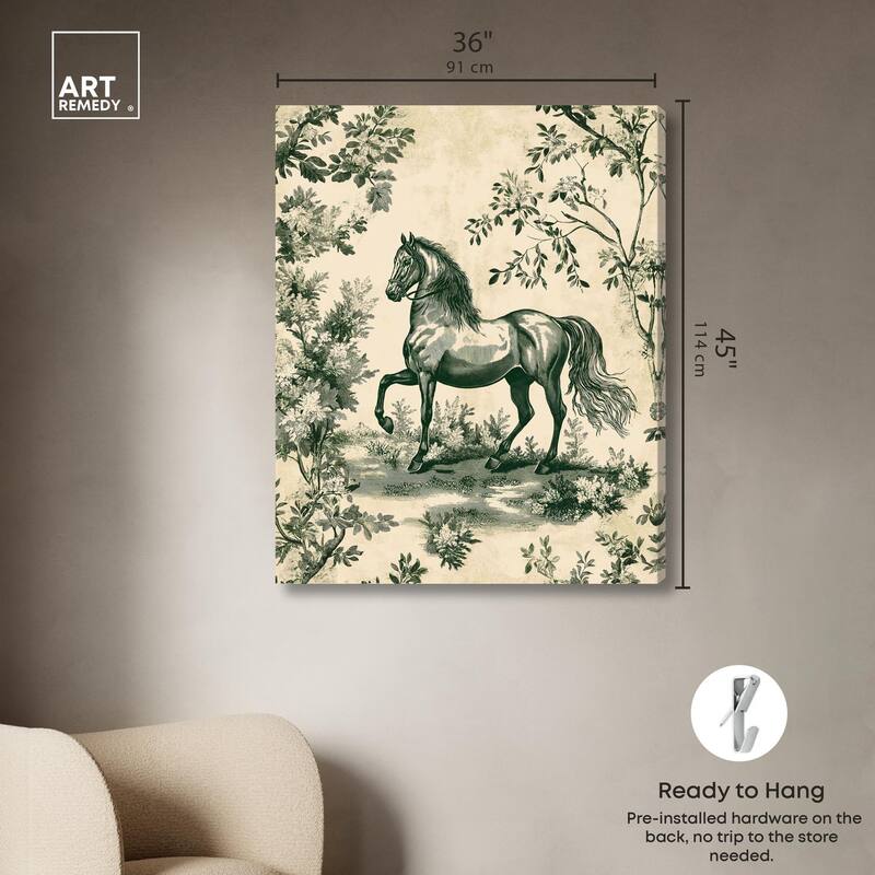 Equestrian Etching Canvas by Art Remedy, Gallery Wrapped