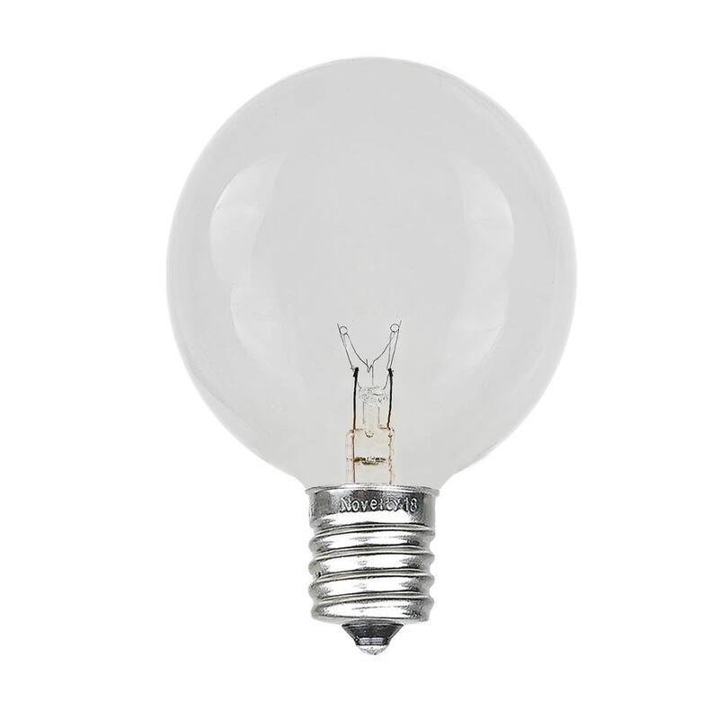 25 Pack G40 Outdoor Patio Globe Replacement Bulbs, Clear, C7/E12 Base - Medium