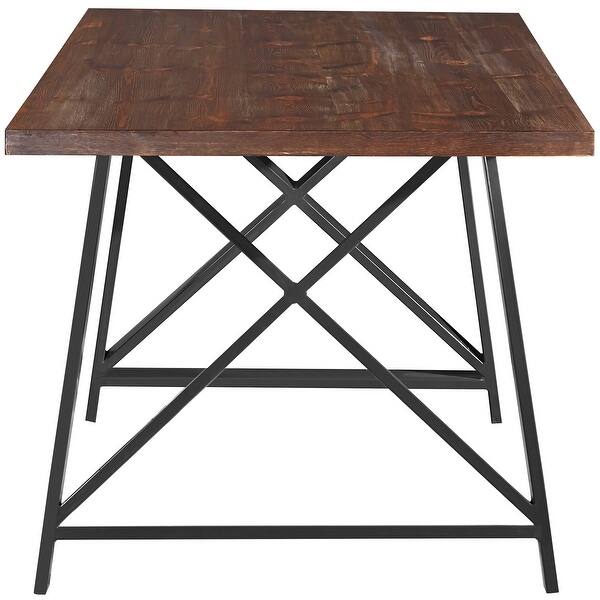 Shop 2xhome Dark Wood Modern Table Grey Steel Metal Legs Frame Dining Table 71 Inches Overstock 13936745 Brown