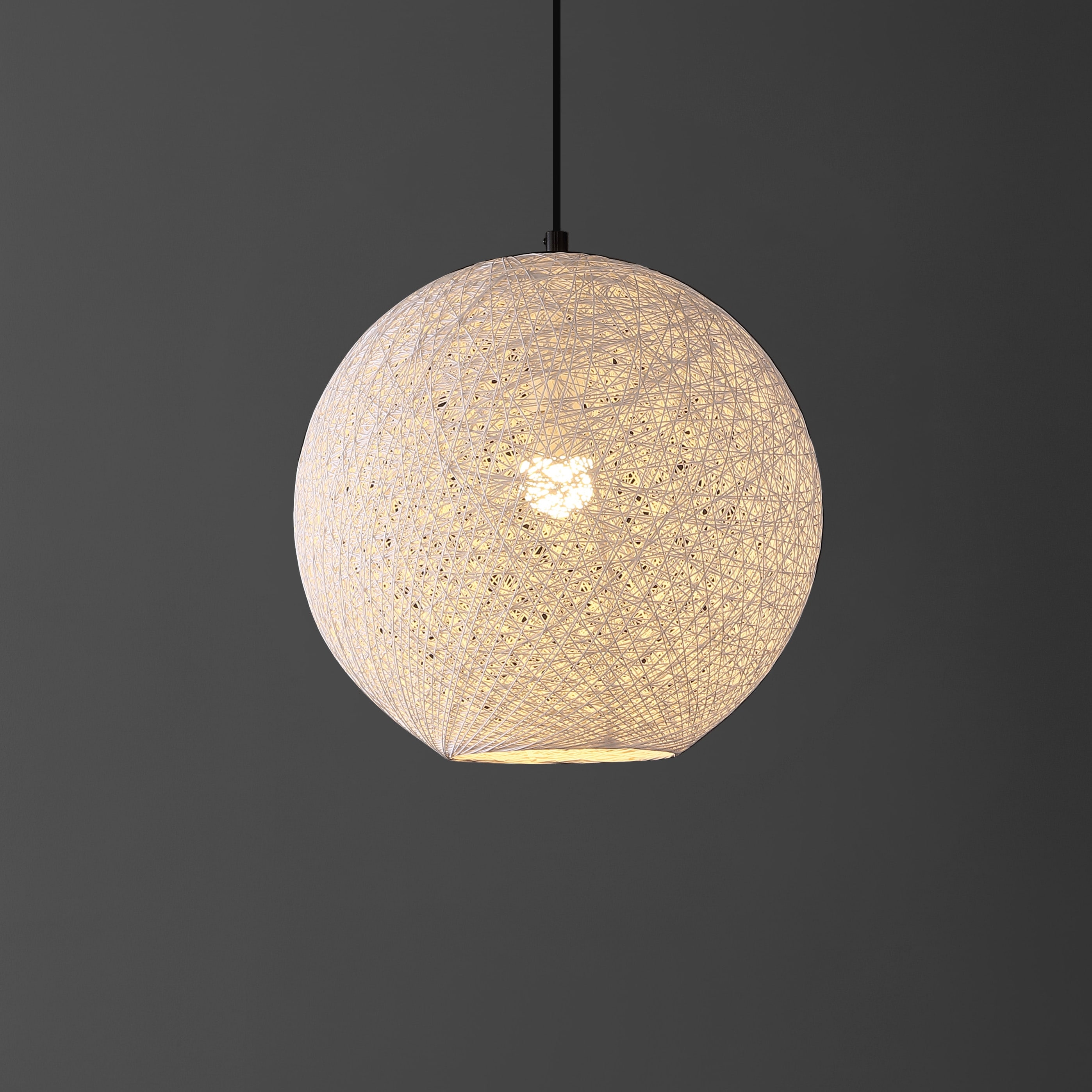 2-Pack Gold Pendant Light Fixtures - 9" White Linen Drum Shade With Hanging Kit, Hardwired - View #10