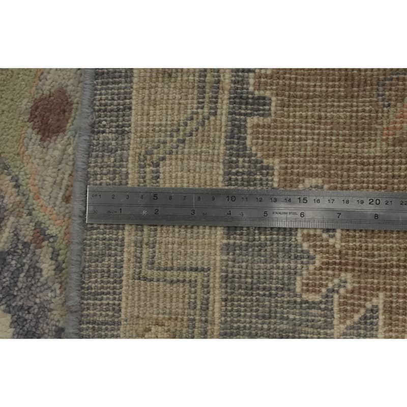Vegetable Dye Wool Oushak Turkish Area Rug, Floral Geometric Carpet - 9' 9'' X 8' 0''