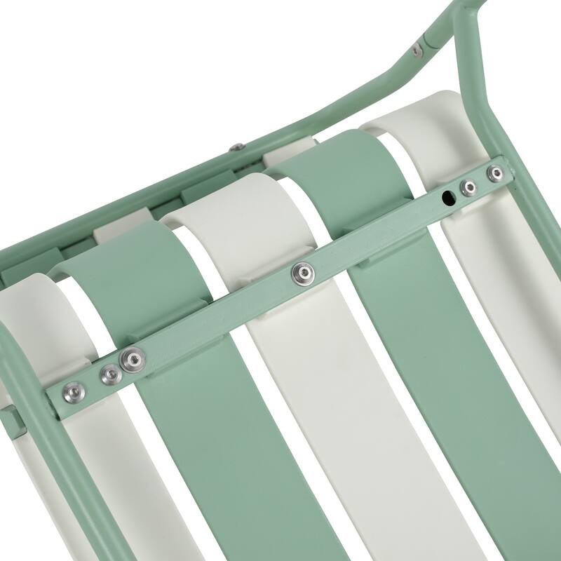 BNK Modern Striped Color Block Chairs With Waterproof PP Seat and Sturdy Metal Legs, Indoor/Outdoor Use (Set of 4)