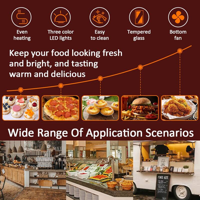 3-Tier Commercial Food Warmer Display with LED Lighting and Temp Knob