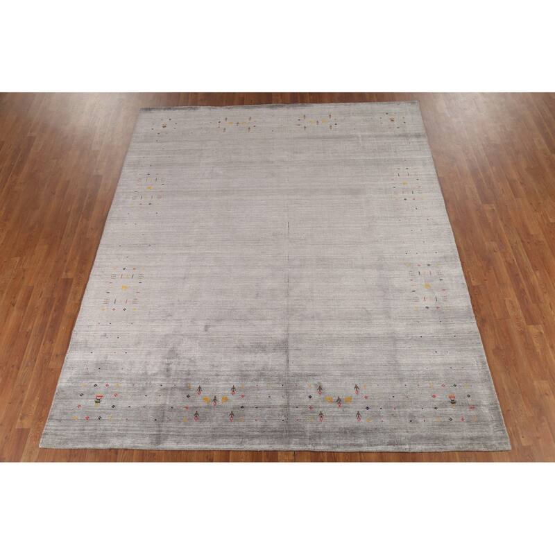 Tribal Gabbeh Indian Area Rug Handmade Silk Carpet - 8'0"x 9'8"