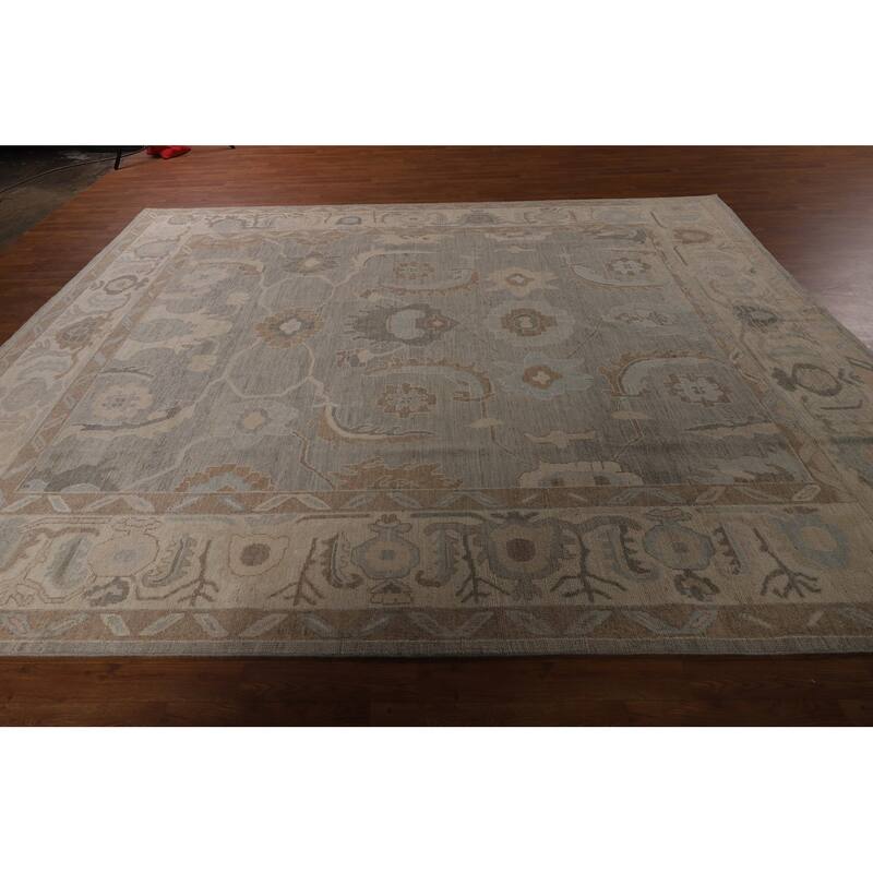 Floral Oushak Turkish Area Rug Handmade Vegetable Dye Wool Carpet - 9'0"x 11'5"