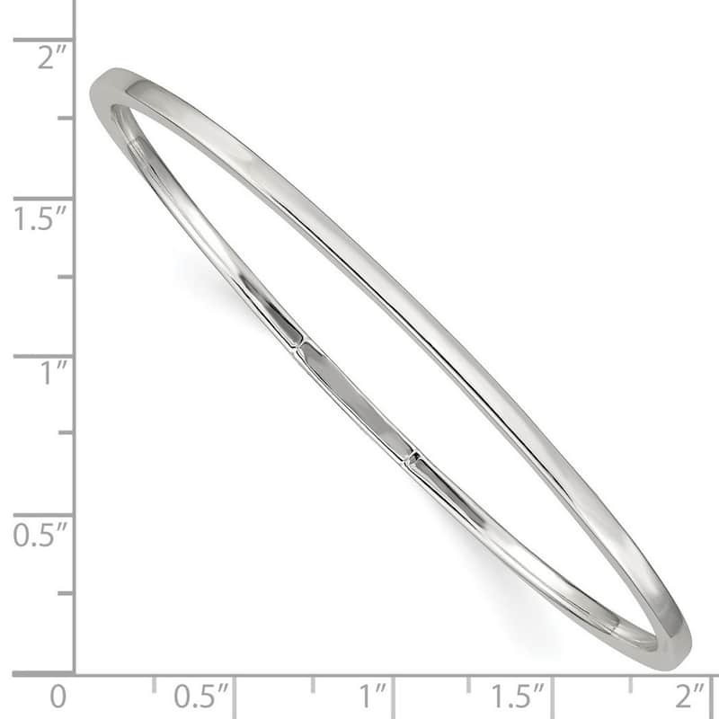 Curata 925 Sterling Silver 7" 2mm Thin Flat Slip on Polished Bangle Bracelet