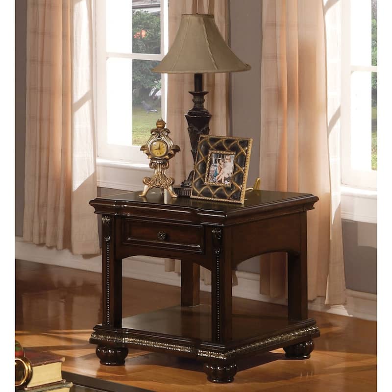 Rectangular End Table with a Drawers in Cherry