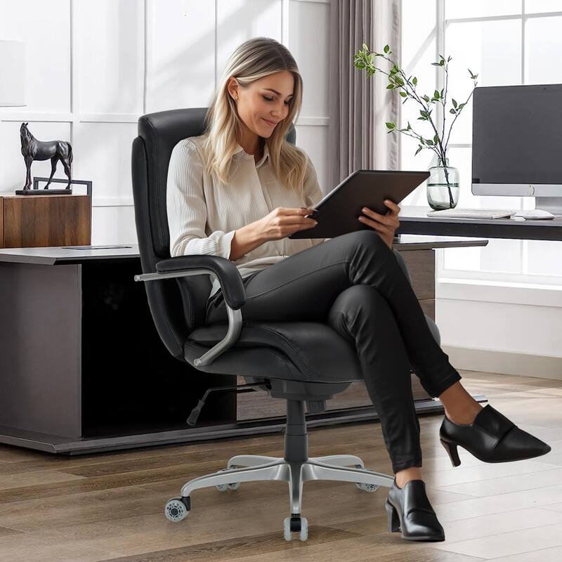 Ergonomic Executive Chair - 400lb Heavy Duty with 3D Flip-Up Arms & Extended Waterfall Seat, Breathable for Professional Suites