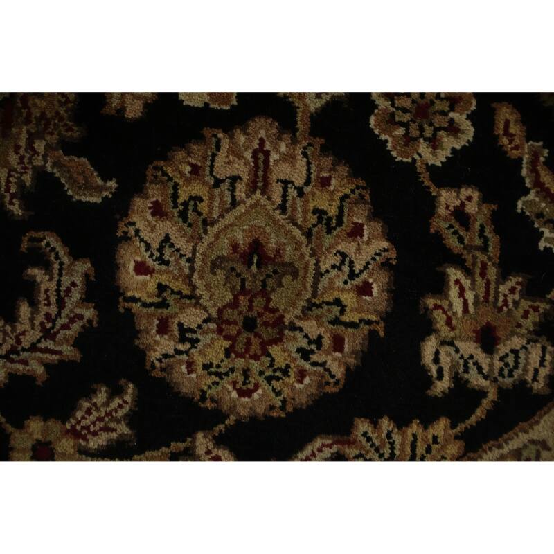 Hand Knotted Oriental 100% Wool Carpet Traditional Floral Black Agra Area Rug - 6' 2'' X 6' 3''