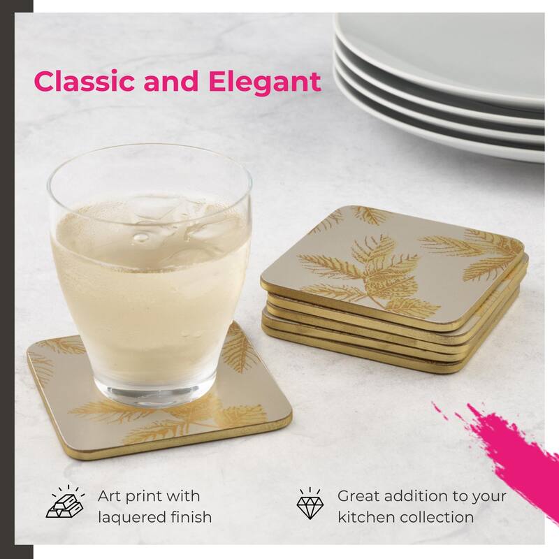 Pimpernel Set of 6 Sara Miller London Etched Leaves Coasters