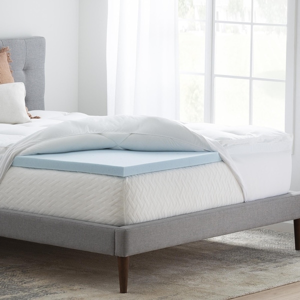 Brookside Pillow Top and 2 inch Gel Memory Foam Mattress Topper Blue White Blue White On Sale Bed Bath Beyond 25363266