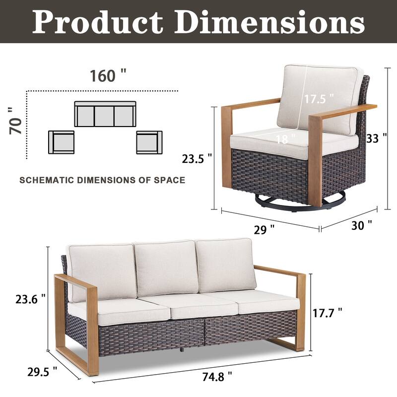 Gymojoy Outdoor Wicker Patio Furniture Sofa Set
