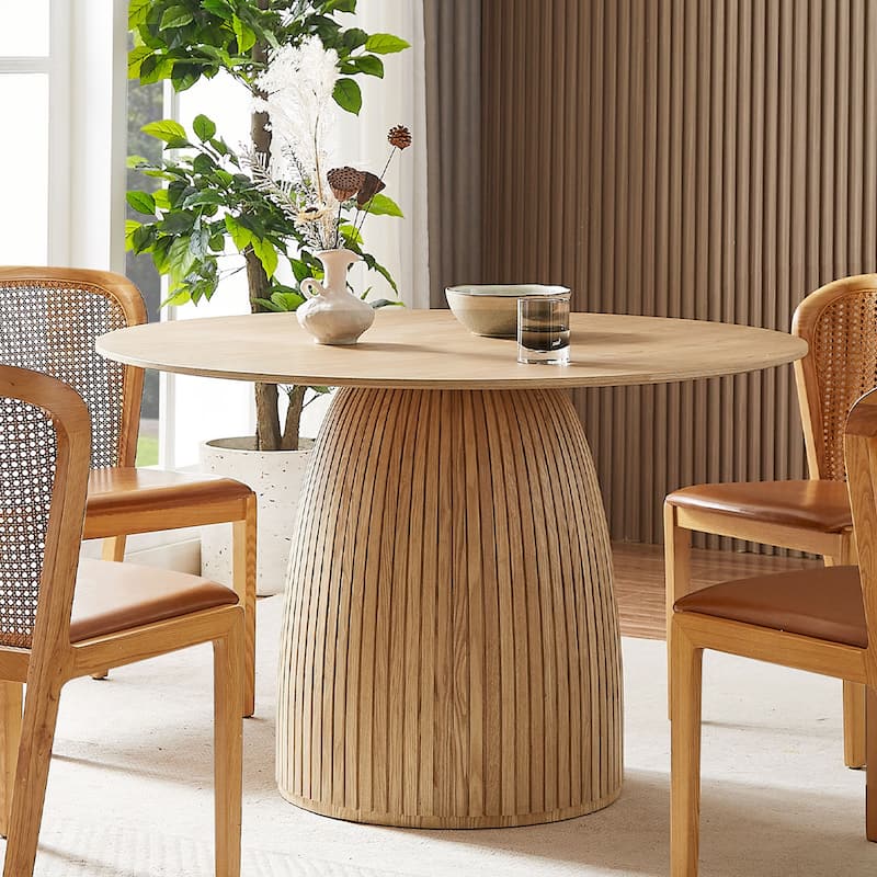 47.24" Modern Wood Round Dining Table - Oak