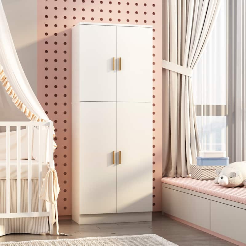 Kerrogee Tall Storage Cabinet with Doors Adjustable Shelves, White - 61.2"H - White