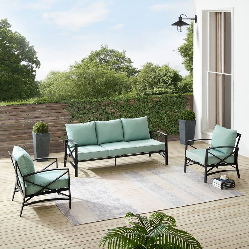 Crosley Kaplan 3Pc Outdoor Sofa Set - 147 W x 68.5 D x 32 H
