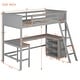 preview thumbnail 10 of 21, Merax Wooden Loft Bed with Shelves and Desk