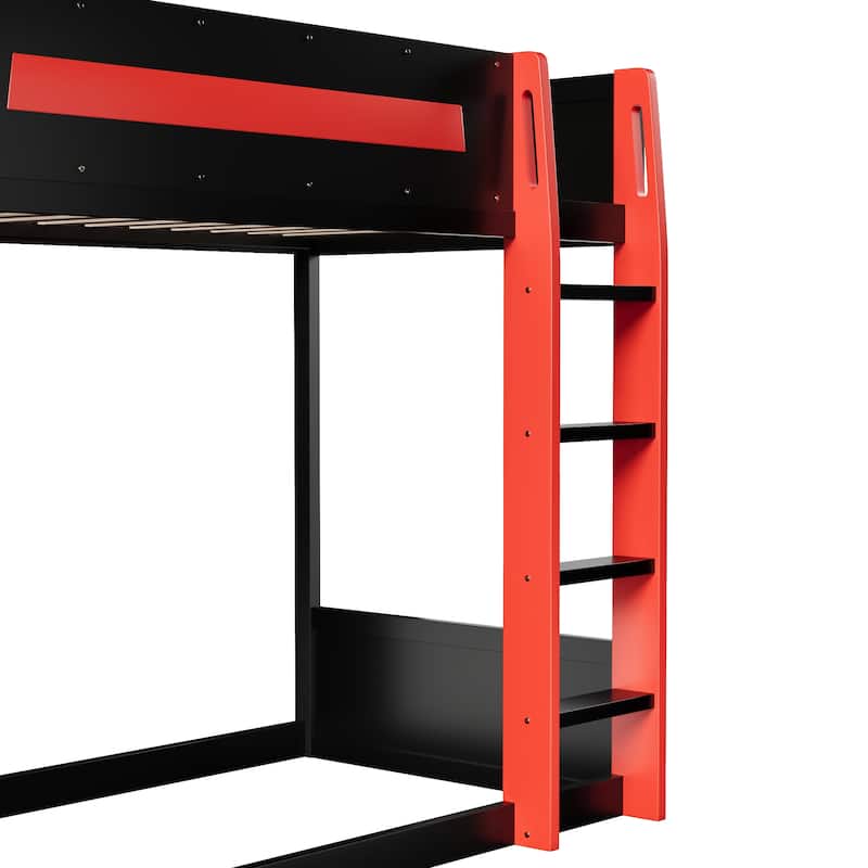 Full or Twin Gaming Bunk Bed Gaming Loft Bed with Built-In Gaming Station Cable Management for Gamer Gaming Hotel Gaming Suite